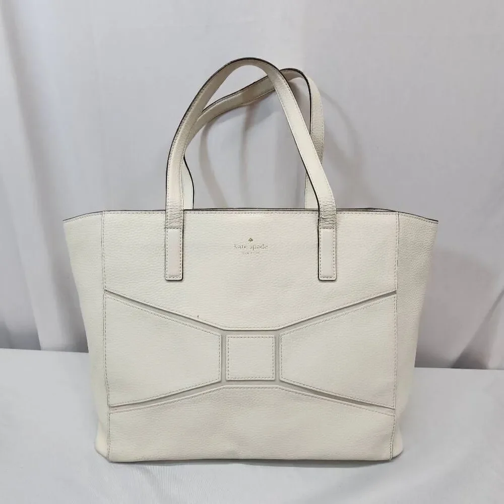 Kate Spade New York Bridge Place Francisca Large Tote Leather Bag White Cream